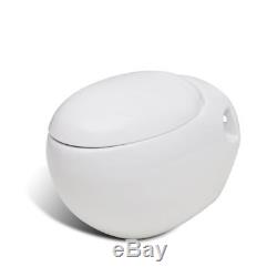 Egg Design Wall Hung Toilet WC Mounted Bathroom Ceramic White Concealed Cistern
