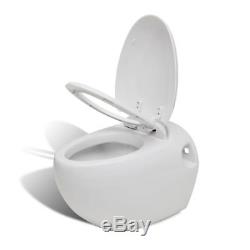 Egg Design Wall Hung Toilet WC Mounted Bathroom Ceramic White Concealed Cistern