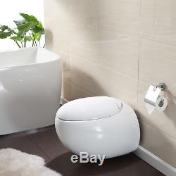 Egg Shaped Wall Hung Ceramic Toilet Bathroom Soft Close Coupled Short Projection