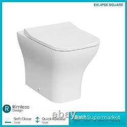 Eklipse Square Wall Hung Rimless Pan With Soft Close Seat