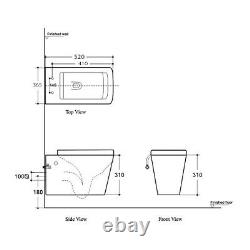 Elena Matt Black Wall Hung Rimless Toilet Square Pan & Slim Soft Close Seat