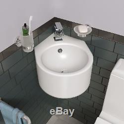 Ellie Bathroom WC Closed Couple Comfort Height Toilet Wall Hung Small Basin Sink