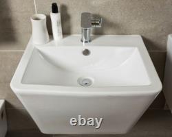 Elstow Wall Hung WC Toilet Wall Hung Basin White Ceramic Square Wash Basin