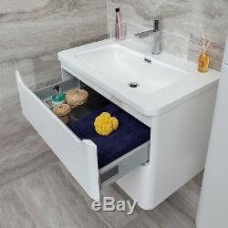 Essence WC Toilet White Bathroom Cabinet Vanity Unit Double Sink Drawer Storage