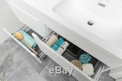 Essence WC Toilet White Bathroom Cabinet Vanity Unit Double Sink Drawer Storage
