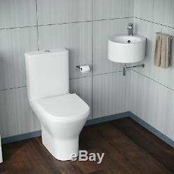 Forel Bathroom Close Coupled WC Toilet Wall Hung Cloakroom Basin Sink Suite