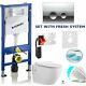 Geberit Duofix Frame Up100+wall Hung Rimless Wc Toilet+ Delta Plate+fresh System