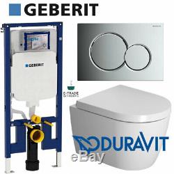 GEBERIT Slim Frame UP720 +Plate+ DURAVIT Wall Hung Toilet Rimless Soft Closin WC