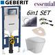 Geberit Up720 8cm Frame+ Essential Ivy Rimless Toilet Pan With Soft Close Seat