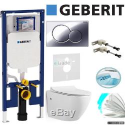 GEBERIT UP720 8cm WC wall hung toilet frame + plate +rimless WC +soft close seat
