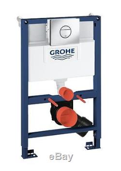 GROHE 0.82m WC FRAME + LAUFEN PRO RIMLESS WALL HUNG TOILET PAN SLIM SOFT SEAT