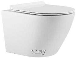 GROHE CONCEALED CISTERN WC FRAME WITH COMPACT RIMLESS WALL HUNG TOILET PAN 5in1
