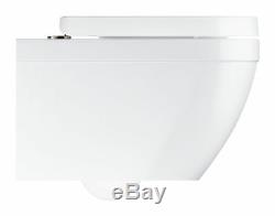 GROHE EURO CERAMIC S RIMLESS WC WALL HUNG TOILET PAN WITH SOFT CLOSE SEAT 2in1