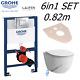 Grohe Frame 0.82m Laufen Pro Rimless Wall Hung Toilet Pan With Soft Close Seat