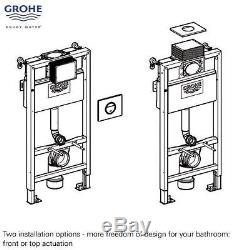 GROHE RAPID SL 0.82m WC FRAME + LAUFEN PRO SLIM RIMLESS WALL HUNG TOILET PAN AIR