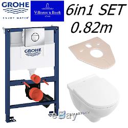 GROHE RAPID SL 0.82m WC FRAME + VILLEROY & O. NOVO WC PAN WITH SOFT CLOSE SEAT