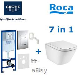 GROHE RAPID SL FRAME + ROCA GAP RIMLESS WC TOILET+ ROCA SOFT CLOSING SEAT 7 in 1