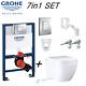 Grohe Wc Frame 0.82m & Grohe Euro Ceramic Rimless Wall Hung Pan Soft Close Seat