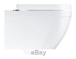 GROHE WC FRAME 0.82m & GROHE EURO CERAMIC RIMLESS WALL HUNG PAN SOFT CLOSE SEAT
