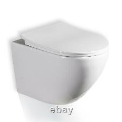 Galaxy Compact Round Rimless Wall Hung Wc Toilet Pan With Slim Soft Close Seat