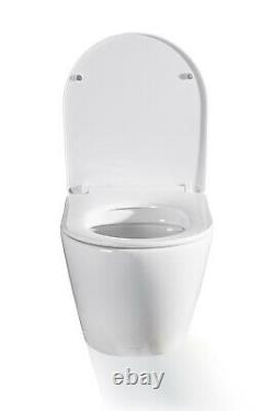 Galaxy Compact Round Rimless Wall Hung Wc Toilet Pan With Slim Soft Close Seat