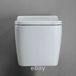 Galaxy Modern Square Rimless Wall Hung Wc Toilet Pan With Slim Soft Close Seat
