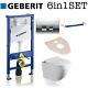 Geberit Delta Wc Frame + Rimless Wall Hung Toilet Pan With Soft Close Seat Set