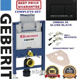 Geberit Duofix 82cm wall hung toilet frame +OMEGA Black+ WALL BRACKETS & MAT