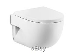 Geberit Duofix Frame, Roca Meridian Wall Hung Toilet, Flush Plate, Soft Close Seat