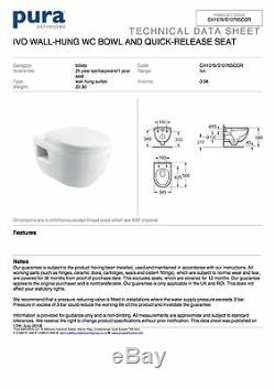 Geberit Duofix Up320 Frame + Pura Bathrooms Ivo Wall Hung Toilet & Seat 6in1 Set
