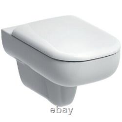 Geberit Smyle 350 X 540mm Wall Hung Rimless Toilet Wc White And Soft Close Seat