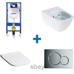 Geberit Smyle Wall Hung Toilet with Sigma Concealed Cistern and Flush Plate