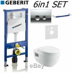 Geberit Up100 Cistern Frame Delta 21 Ivo Wall Hung Toilet Pan & Soft Close Seat