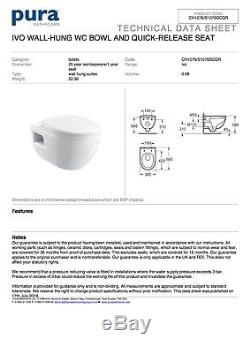 Geberit Up100 Delta 21 Frame + Pura Bathrooms Ivo Wall Hung & Quick Release Seat