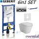 Geberit Up100 Frame + Essential Rimless Wall Hung Toilet Pan & Soft Close Seat