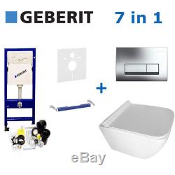 Geberit Up100 Frame+flush Plate+wall Hung Rimless Wc+soft Closing Slim Seat
