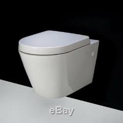 Geberit Up 320 Frame + Essential Rimless Wall Hung Toilet Pan & Soft Close Seat
