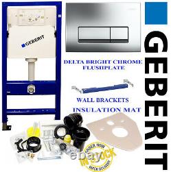 Geberit WC wall hung toilet frame with bright chrome plate, brackets & mat