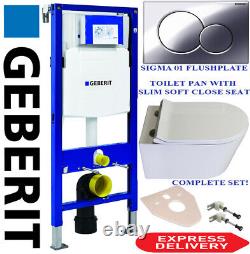 Geberit duofix WC wall hung toilet frame, Rimless Pan, FLushplate, Accessories