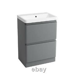 Gloss Grey Bathroom Wall Hung Floor Standing Basin Vanity Unit Tallboy Furniture