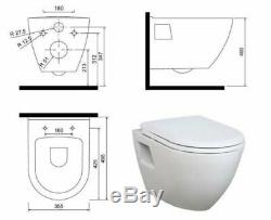 Gloss White Wall Hung Mounted Combined Bidet Toilet Pan WC Soft Close Seat