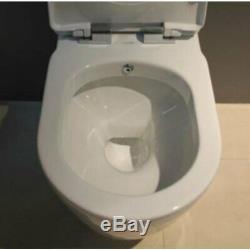 Gloss White Wall Hung Mounted Combined Bidet Toilet Pan WC Soft Close Seat