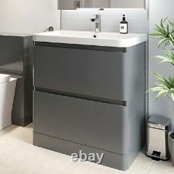 Grey Bathroom Furniture Vanity Unit Basin Storage Cabinet Toilet WC Soft Close