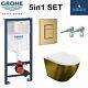 Grohe 38732gno Gold Brushed Brass Plate Wc Frame 1.12 Rimless Toilet Wall Hung P