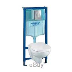 Grohe Concealed Cistern, Frame, Wall Hung Toilet+soft Close Seat+dual Flash Button