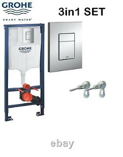 Grohe Concealed Wc Cistern Toilet Frame With Skate Chrome Flush Plate 3in1 Set