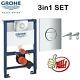 Grohe Rapid 0.82 Concealed Cistern Wc Frame Compact Rimless Wall Hung Toilet Pan