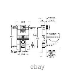 Grohe Rapid SL 0.82m 3 in 1 Set Low Noise Support Frame for Wall Hung W 38773000