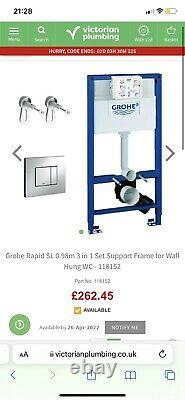 Grohe Rapid SL 0.98m 3 in 1 Set Support Frame for Wall Hung WC 118152