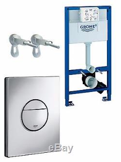 Grohe Rapid SL WC Frame+ONYX Rimless Wall Hung Toilet Pan with Soft Close Seat